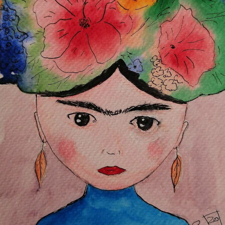 Aquarell, Anime-Version von Frida Kahlo